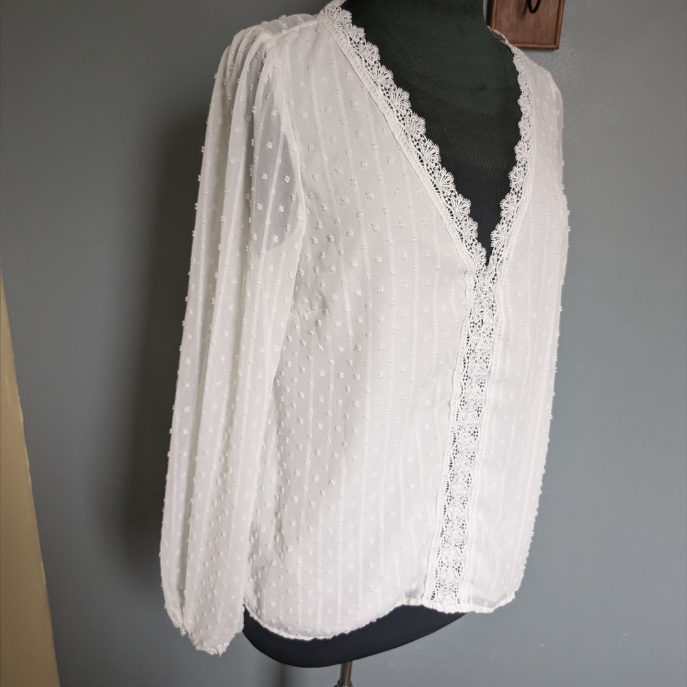 Swiss Dot Lightweight White Blouse